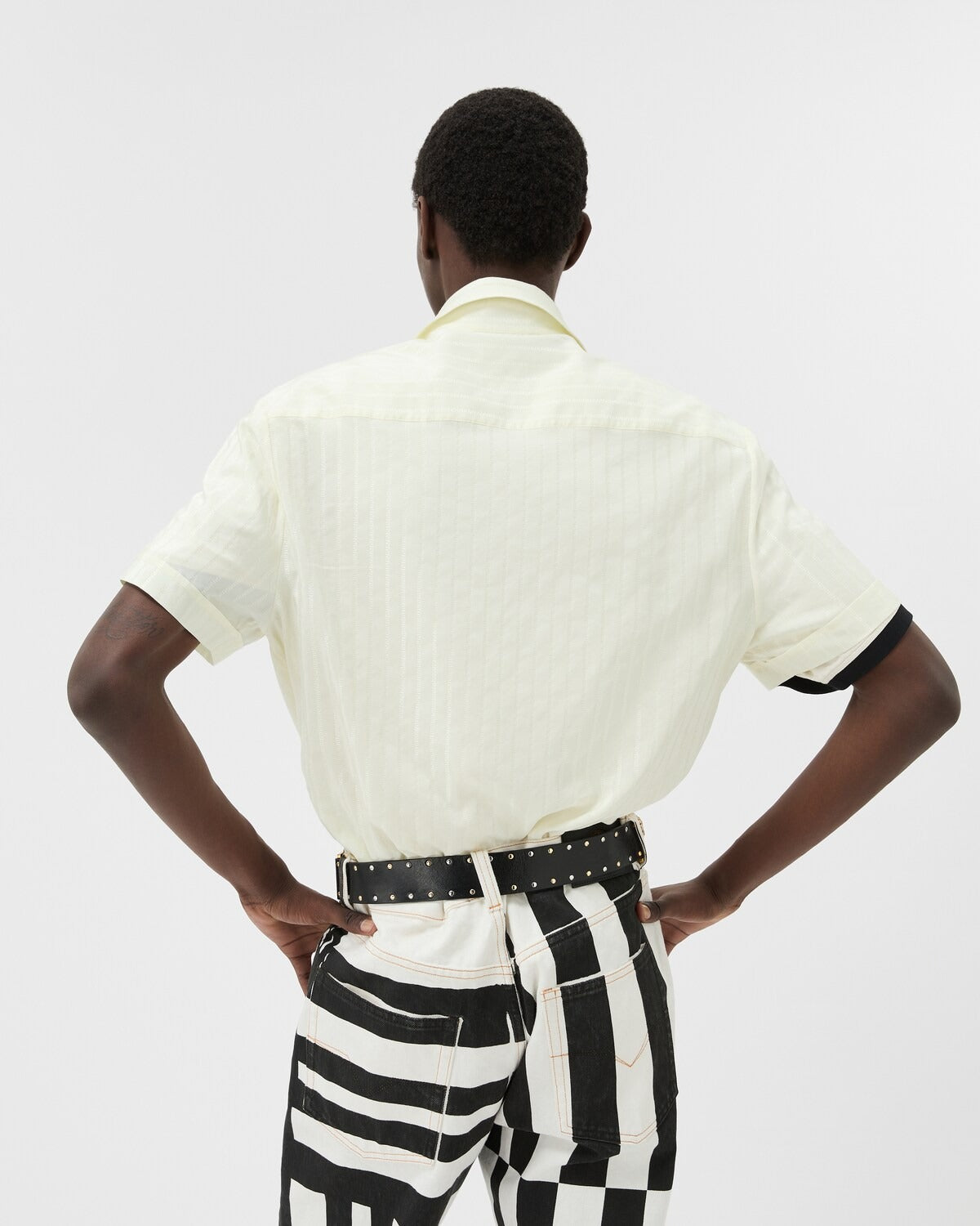 Premium Ivory Textured Cuban Collar Half Sleeve Shirt for Men | Minimal Casual Summer Shirt