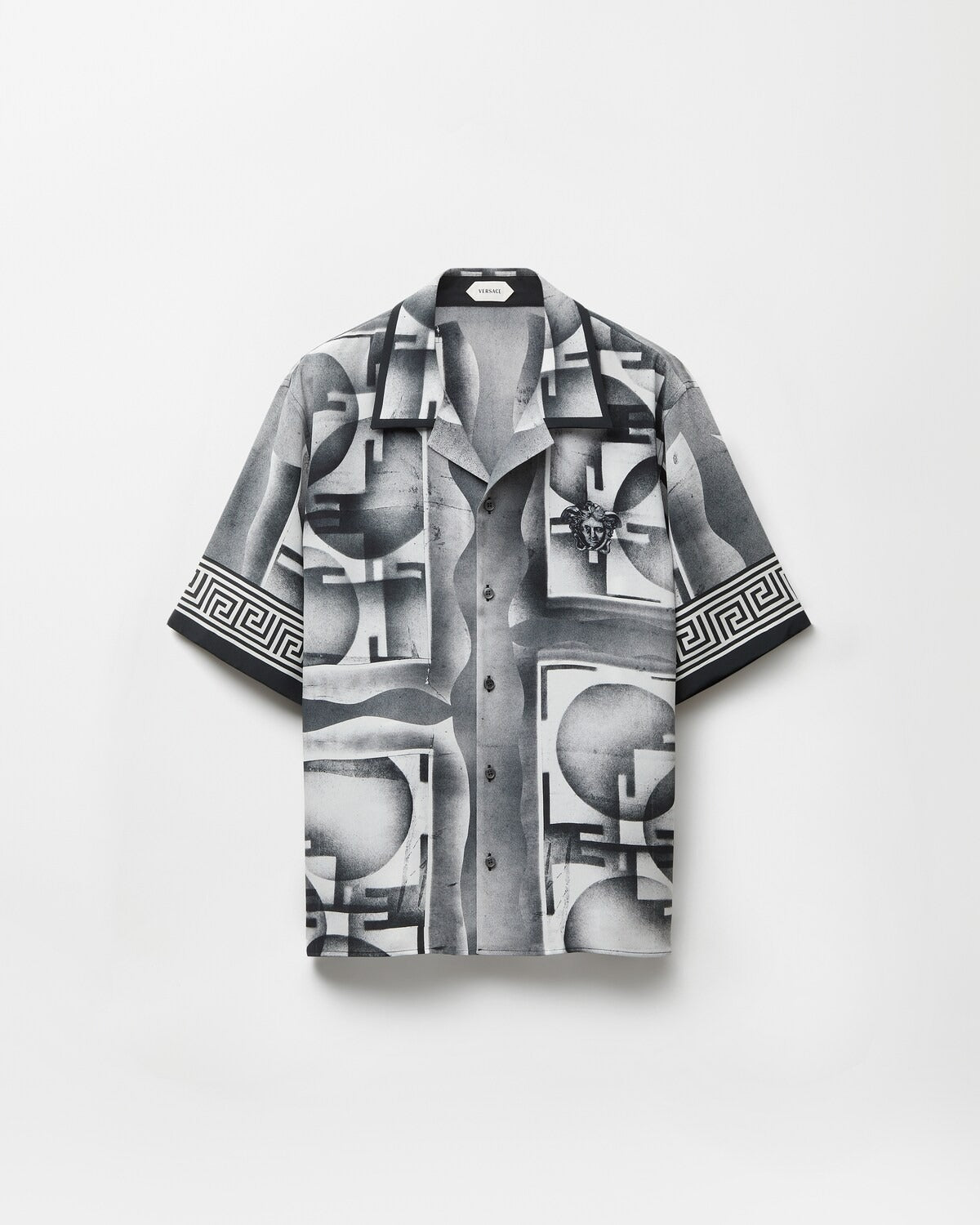 Premium Monochrome Abstract Printed Cuban Collar Half Sleeve Shirt for Men | Modern Casual Resort Wear