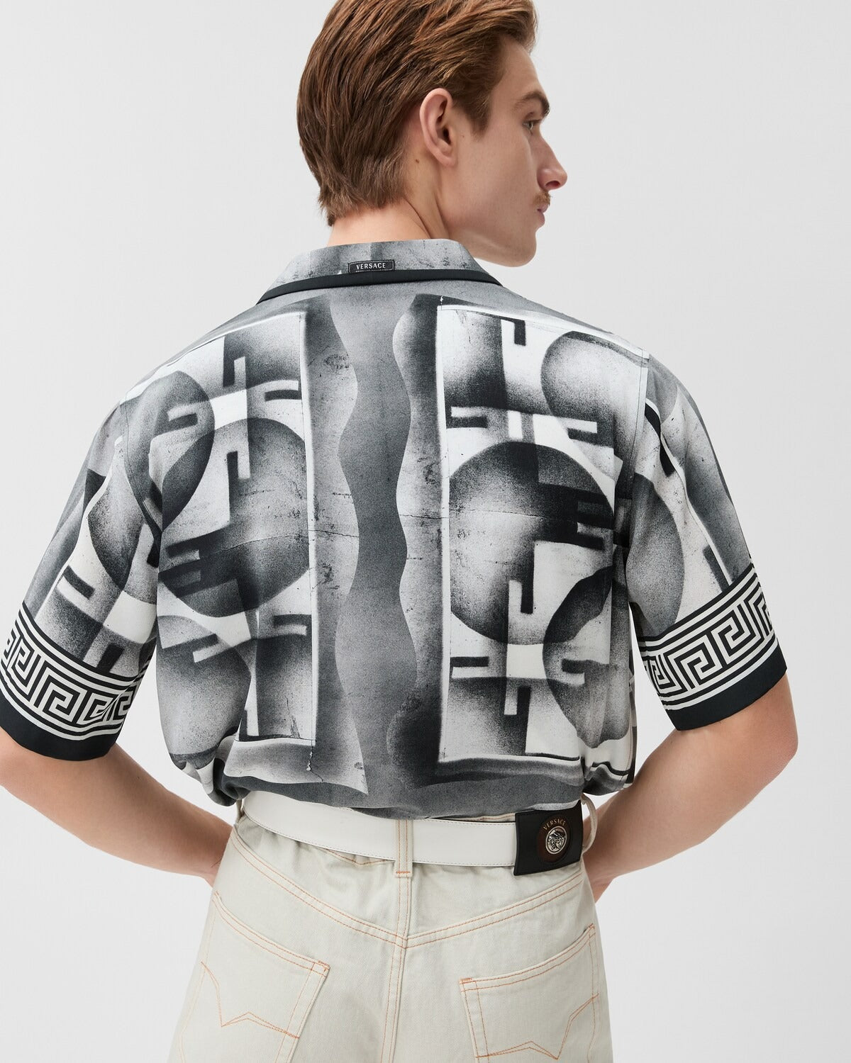 Premium Monochrome Abstract Printed Cuban Collar Half Sleeve Shirt for Men | Modern Casual Resort Wear