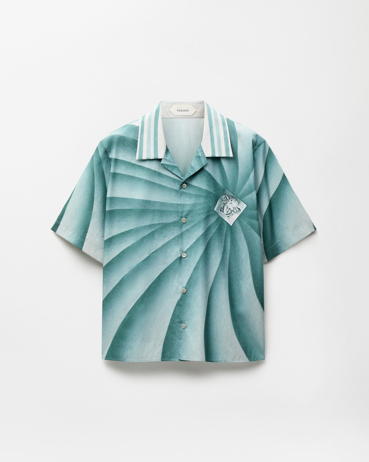 Premium Aqua Spiral Print Cuban Collar Half Sleeve Shirt for Men | Casual Summer Resort Wear
