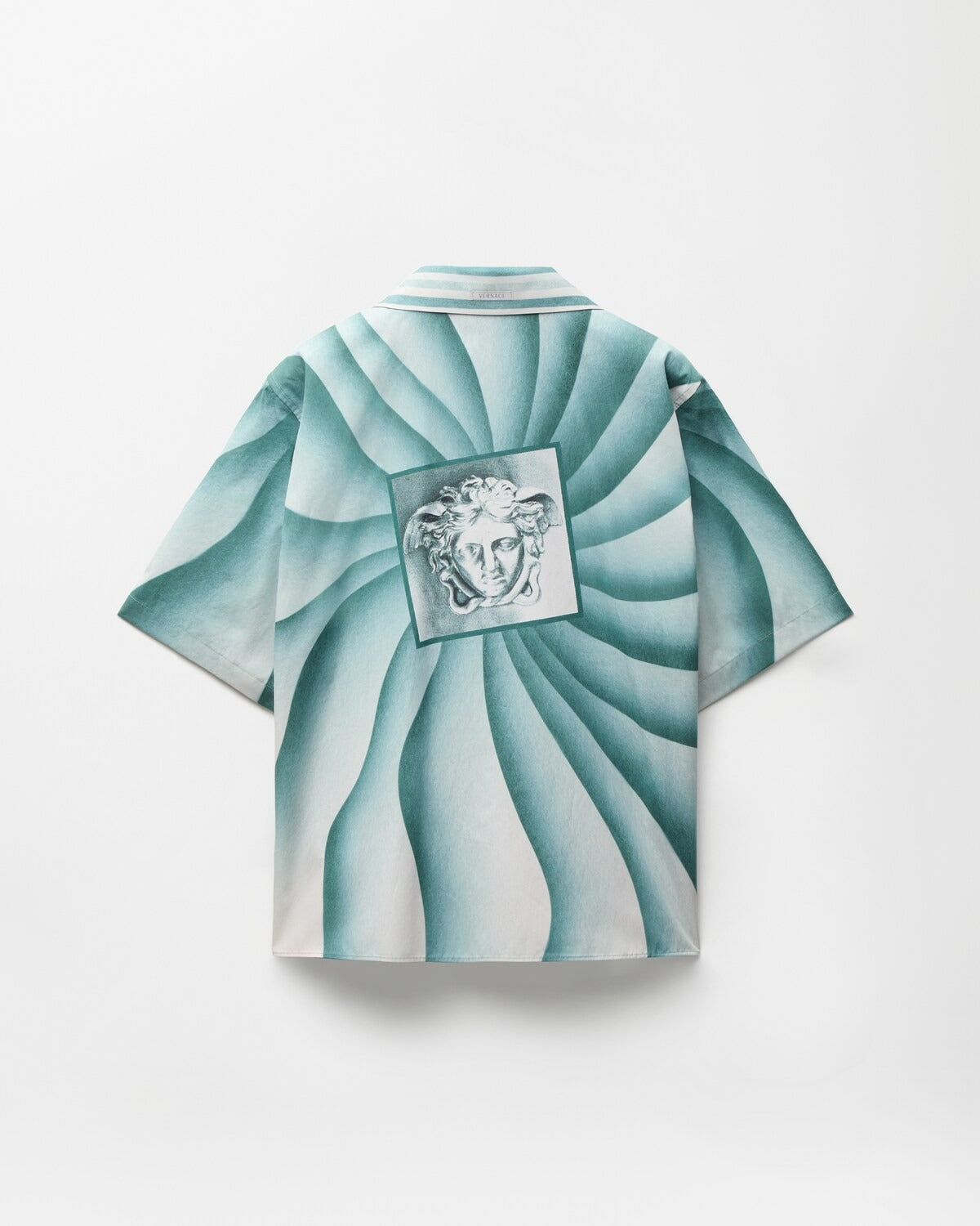 Premium Aqua Spiral Print Cuban Collar Half Sleeve Shirt for Men | Casual Summer Resort Wear