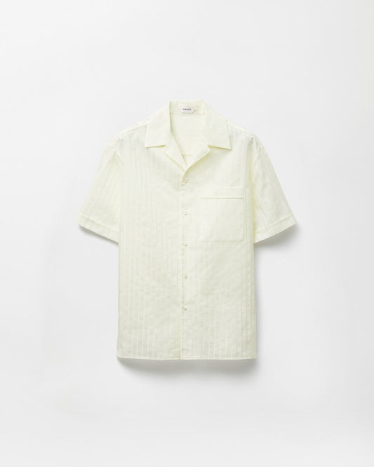 Premium Ivory Textured Cuban Collar Half Sleeve Shirt for Men | Minimal Casual Summer Shirt